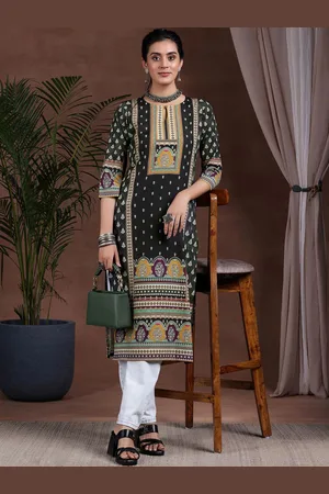 Libas Ethnic Motifs Printed Crepe Straight Kurta