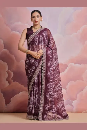 Kalista Tie and Dye Embroidered Pure Georgette Saree