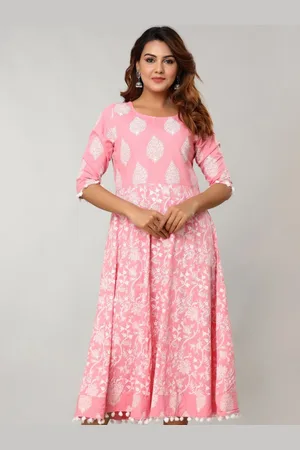 Amayra Floral Printed Flared Sleeves Thread Work Flared Anarkali Kurta