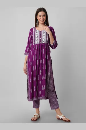 Amayra Ethnic Motifs Printed Regular Thread Work Kurta with Trousers