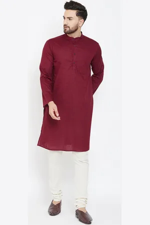 Even Men Maroon Woven Design Straight Kurta