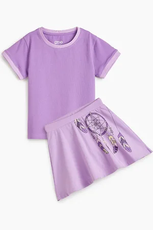 You Got Plan B Girls Round Neck Pure Cotton T-shirt with Skirt