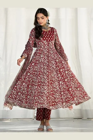 Divena World Ethnic Motifs Printed Regular Cotton Kurta with Trousers & Dupatta