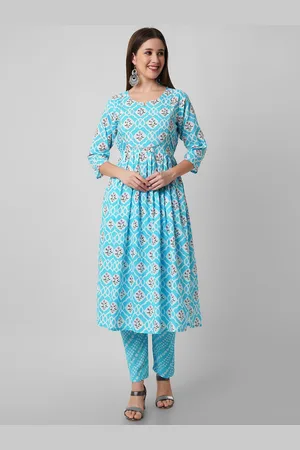 Amayra Floral Printed Pure Cotton Straight Kurta With Trousers