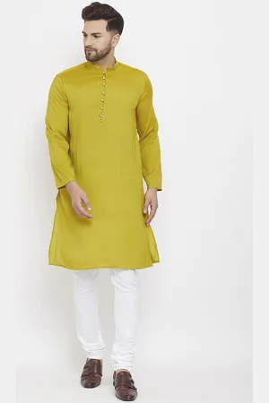Even Men Green Solid Kurta