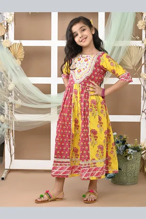 LIL PITAARA Girls Floral Printed A-Line Maxi Dress