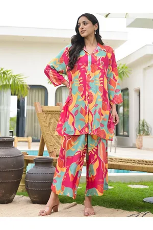 Divena World Printed Shirt Collar Tunic & Palazzos