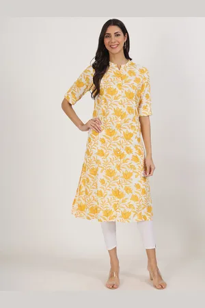 Divena World Floral Printed Mandarin Collar A-Line Kurta