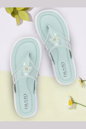 FAUSTO Women Blue Open Toe Flats