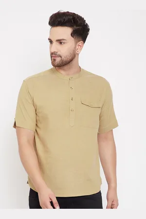 Even Men Beige Solid Straight Kurta
