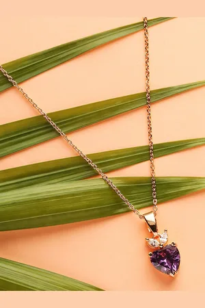DressBerry Rose Gold-Plated Rose Gold & Purple Heart Brass Necklace