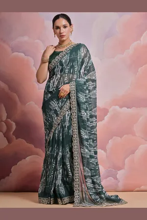 Kalista Tie and Dye Embroidered Pure Georgette Saree