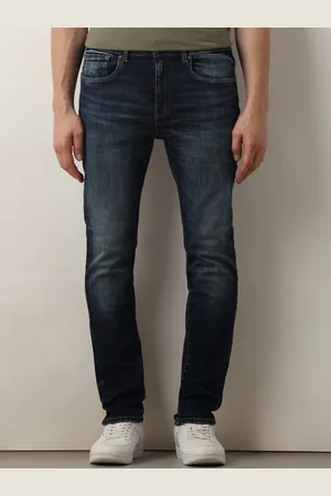 SELECTED Men Slim Fit Mid-Rise Clean Look Heavy Fade Pure Cotton Crinkle Jeans