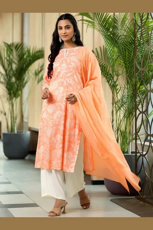 Libas Floral Printed Straight Kurta With Palazzos & Dupatta