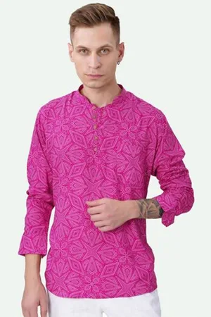 FRENCH CROWN Standard Ethnic Motifs Printed Mandarin Collar Cotton Short Kurta