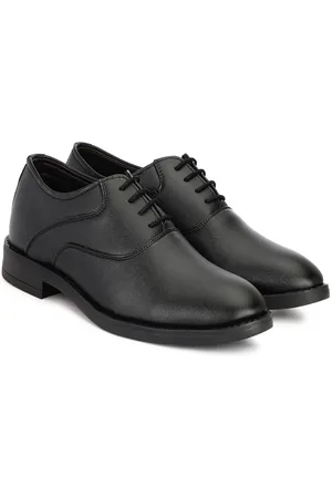 SHOZANIA Men Textured Leather Formal Oxfords