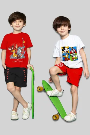 Miss and Chief Boys Pack Of 2 Printed Round Neck T-Shirt With Shorts