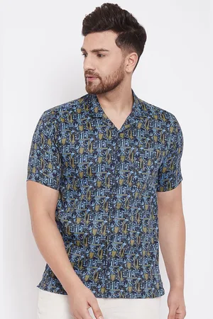 Even Men Blue Slim Fit Printed Casual Shirt