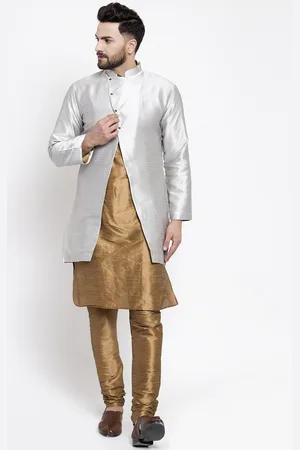 Kaifoo Men Copper-Toned Kurta & Churidar With Jacket