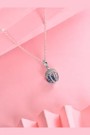 CLARA Rhodium-Plated Cubic Zirconia-Studded 925 Sterling Silver Pendant with Chain