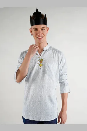 FRENCH CROWN Standard Ethnic Motifs Printed Mandarin Collar Cotton Casual Shirt