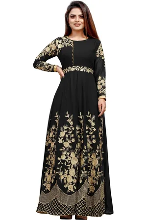 APNISHA Black Floral Net Ethnic Maxi Dress
