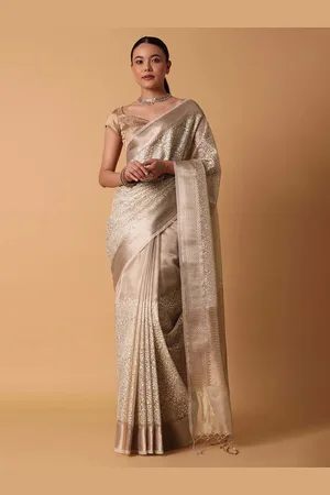 KALKI Fashion Floral Woven Design Zari Chanderi Saree