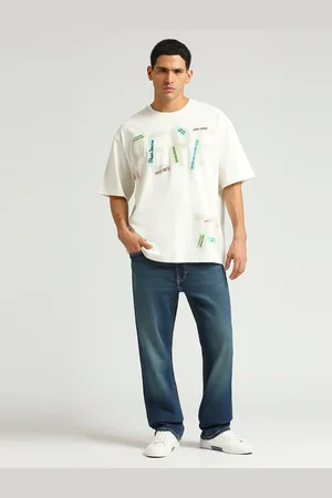 Pepe Jeans Wendel Typography Printed Drop-Shoulder Sleeves Pure Cotton Oversized T-shirt
