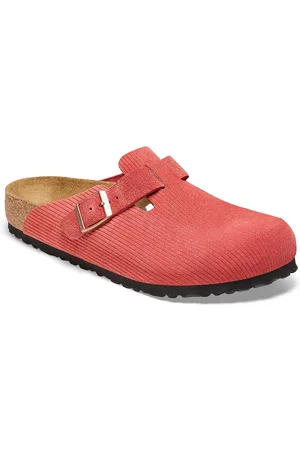 Birkenstock Boston Sienna Red Regular Width Suede Embossed Clogs