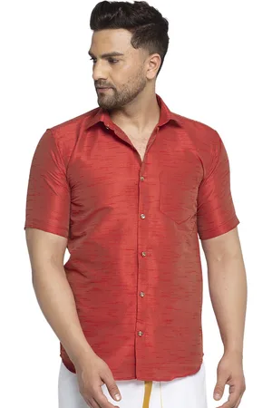 Kaifoo Men Maroon Party Shirt