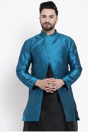 Kaifoo Men Green Longline Tailored Jacket