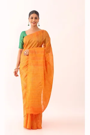 Taneira Striped Sequinned Detail Saree
