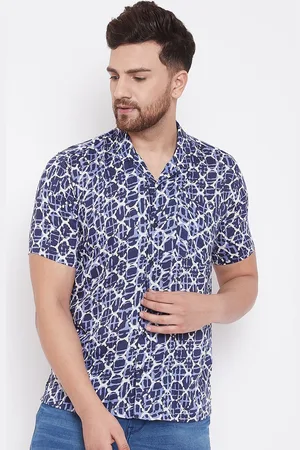 Even Men Blue Slim Fit Printed Casual Shirt