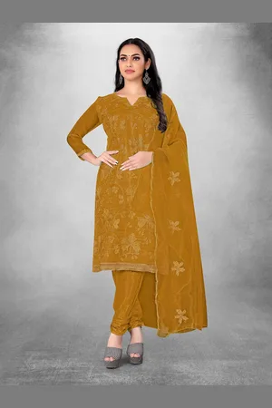 APNISHA Ethnic Motifs Embroidered Organza Silk Unstitched Dress Material
