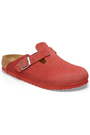 Birkenstock Boston Corduroy Sienna Red Regular Width Suede Embossed Clogs