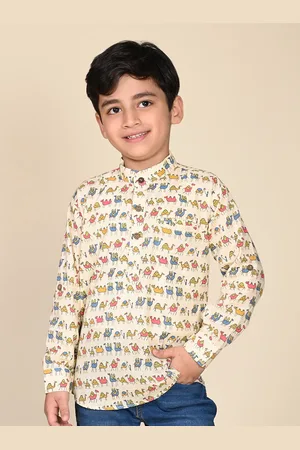 LIL PITAARA Boys Comfort Conversational Printed Cotton Casual Shirt