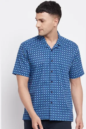 Even Men Blue Slim Fit Printed Casual Shirt