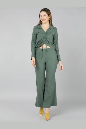 Golden Kite Women Ruched Crop Top With Trousers