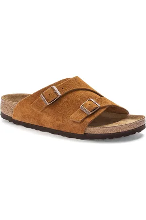 Birkenstock Za1/4Rich Mink Regular Width Suede Leather Two-Strap Sandals