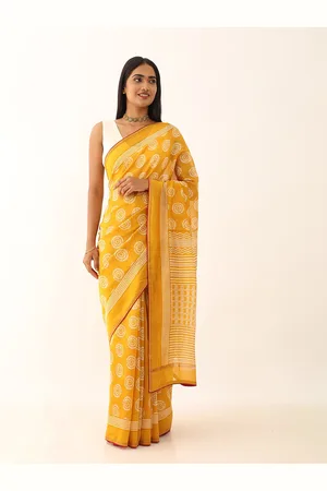 Taneira Geometric Printed Silk Cotton Bagru Saree