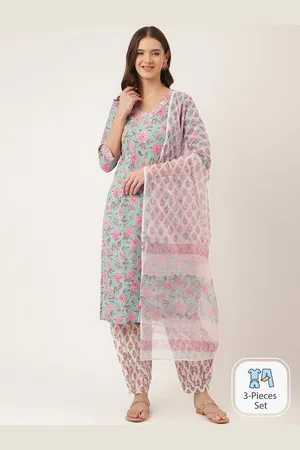 Divena World Floral Printed Pure Cotton Kurta & Salwar With Dupatta