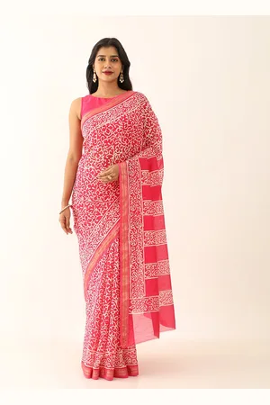 Taneira Ethnic Motifs Zari Silk Cotton Block Print Saree