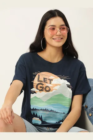 DressBerry Graphic Printed Drop-Shoulder Sleeves T-shirt