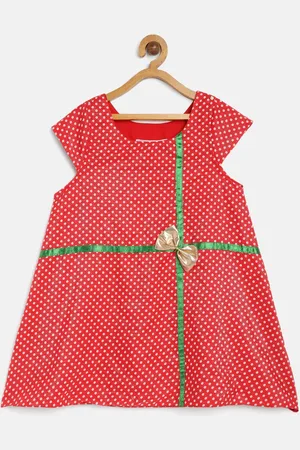 MANY FROCKS & Girls Red And White Printed A-Line Dress