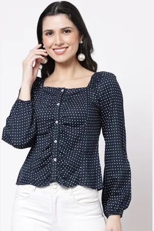 bellamia Navy Blue Print Liva Top