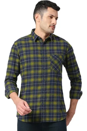 SNX Men Navy Blue Tailored Fit Tartan Checked Pure Cotton Casual Shirt