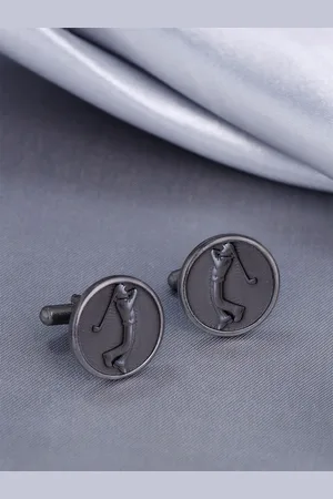 COSA NOSTRAA Men Silver-Plated Textured Round Cufflinks