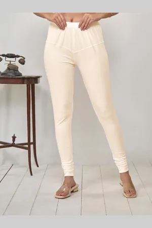 Lyra Women Beige Solid Churidar Length Leggings