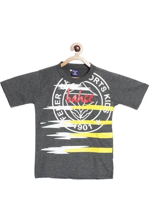 Sweet Angel Boys Charcoal Grey Printed Round Neck Pure Cotton T-shirt