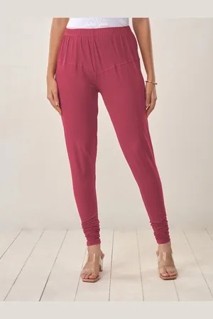 Lyra Women Pink Solid Churidar-Length Leggings